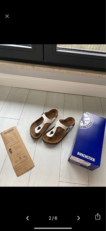 Birkenstock beyaz parmak arası terlik
