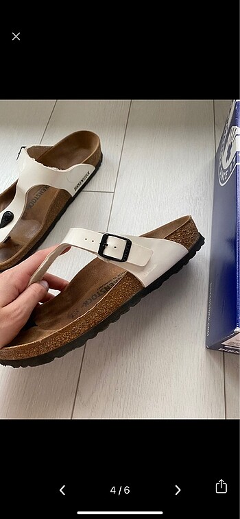 39 Beden Birkenstock beyaz parmak arası terlik