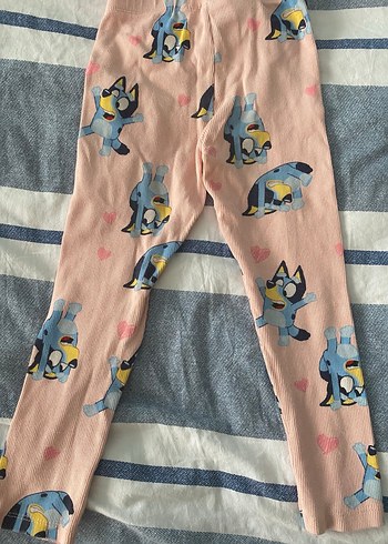 Kız Çocuk Pembe Baskılı Triko Tayt - Görsel 3