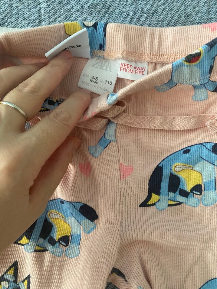 Kız Çocuk Pembe Baskılı Triko Tayt - Görsel 2