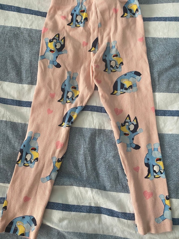 Kız Çocuk Pembe Baskılı Triko Tayt - Görsel 3