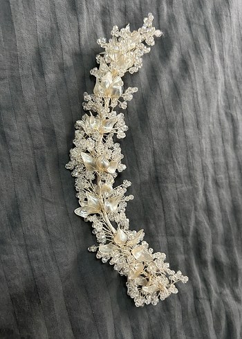 Boncuklu Beyaz Bohem Saç Aksesuarı - Görsel 2