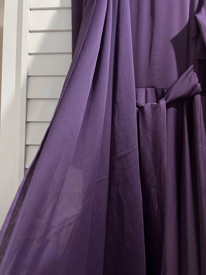 Mor Uzun Kollu Kadın Abiye - Görsel 4