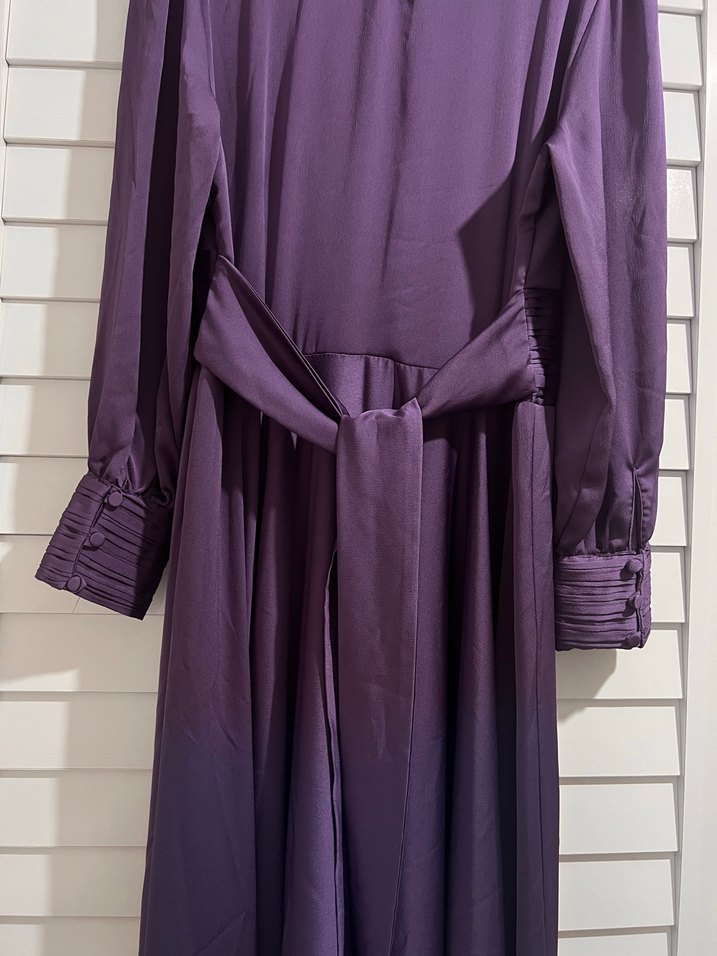 Mor Uzun Kollu Kadın Abiye - Görsel 3