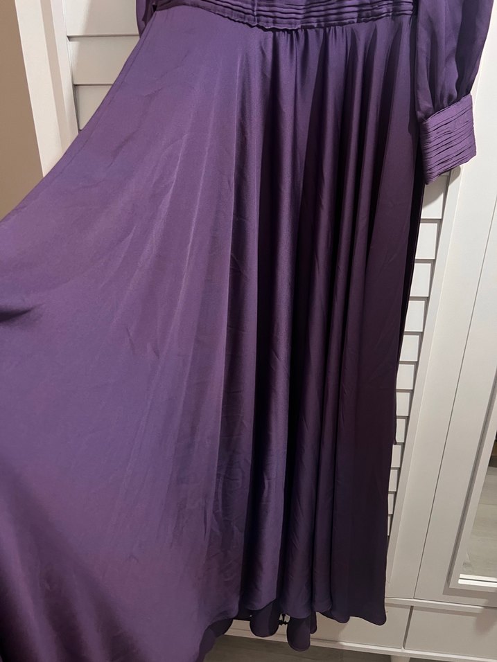 Mor Uzun Kollu Kadın Abiye - Görsel 2