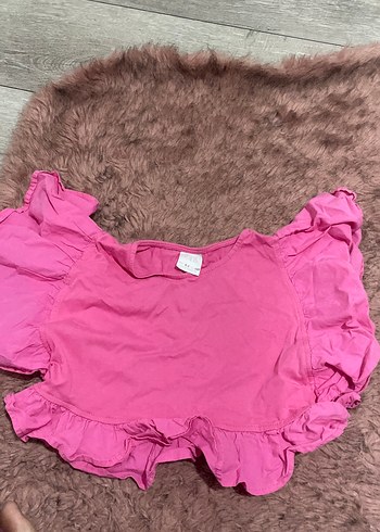 Zara marka Pembe Kız Çocuk Fırfırlı Basic Bluz