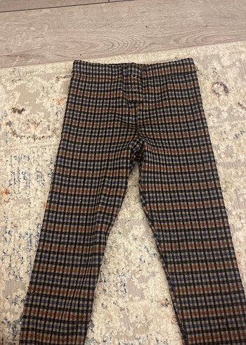 Zara Kız çocuğu Kahverengi Ekose Kumaş Pantolon