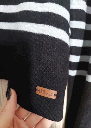 Çizgili Siyah Gri Kadın Kazak - Görsel 3