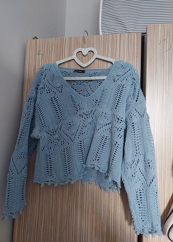 bebe mavisi delikli kazak - Görsel 2