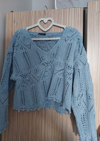 bebe mavisi delikli kazak - Görsel 4