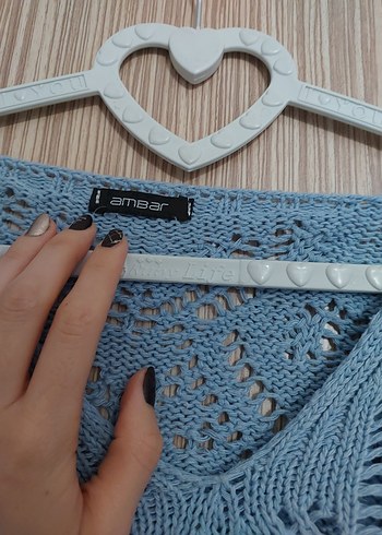 bebe mavisi delikli kazak - Görsel 5