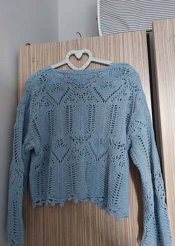 bebe mavisi delikli kazak - Görsel 3