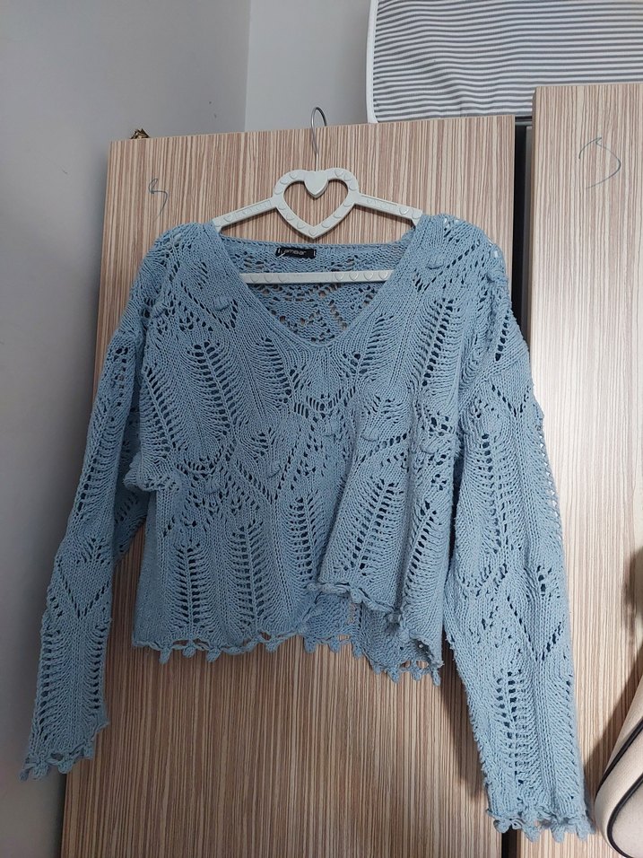 bebe mavisi delikli kazak - Görsel 2