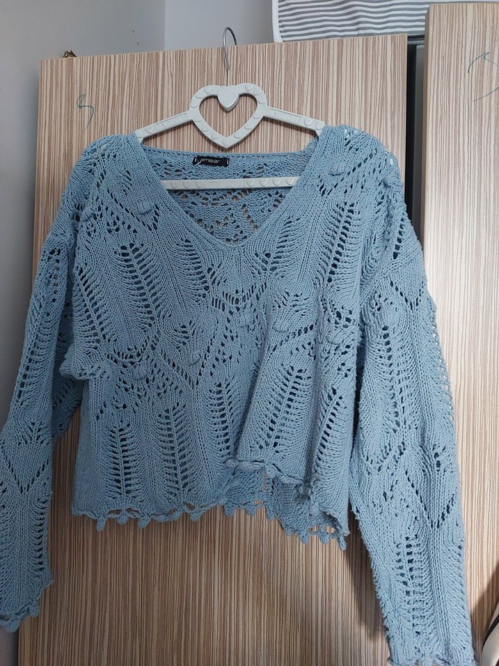 bebe mavisi delikli kazak - Görsel 4