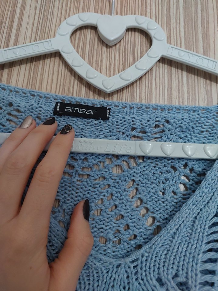 bebe mavisi delikli kazak - Görsel 5