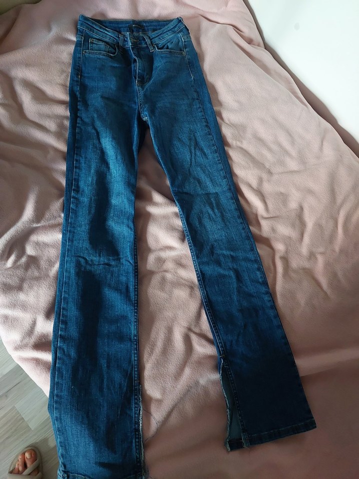 Gri Kadın Normal Boy Slim Denim Pantolon - Görsel 2