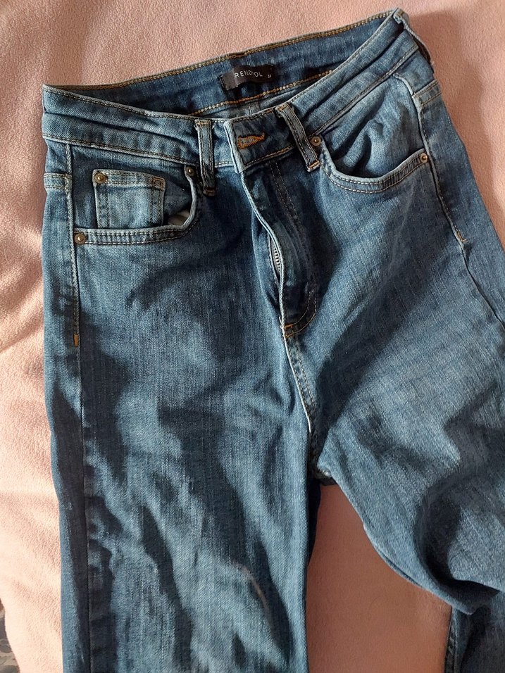 Gri Kadın Normal Boy Slim Denim Pantolon - Görsel 4