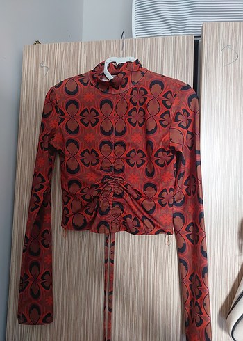 büzmeli, Yüksek Yakalı Kadın Bluz - Görsel 2