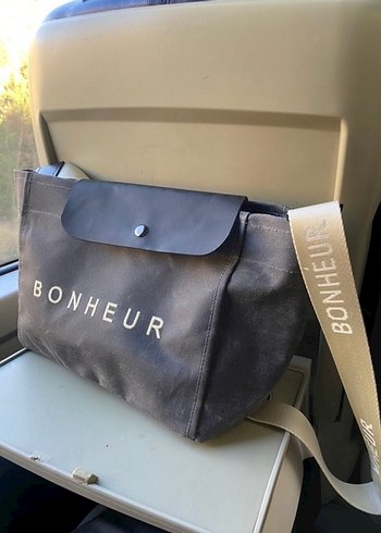 Bonheur kanvas askılı Kadın Çanta - Görsel 4