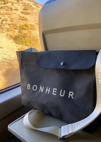 Bonheur kanvas askılı Kadın Çanta - Görsel 3