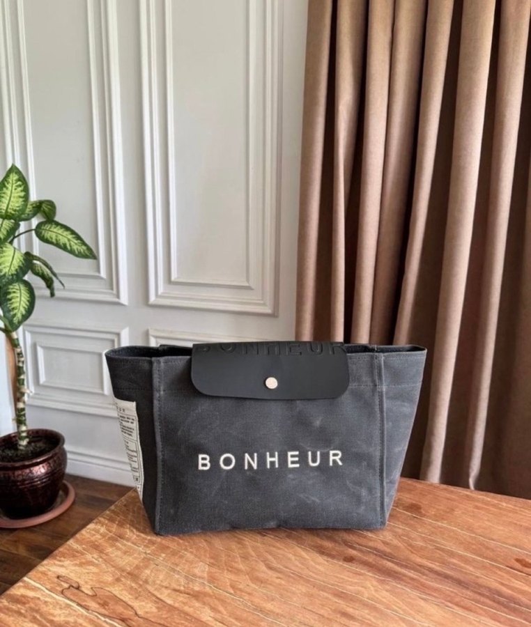 Bonheur kanvas askılı Kadın Çanta - Görsel 2