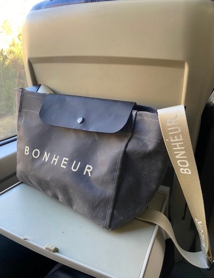 Bonheur kanvas askılı Kadın Çanta - Görsel 4