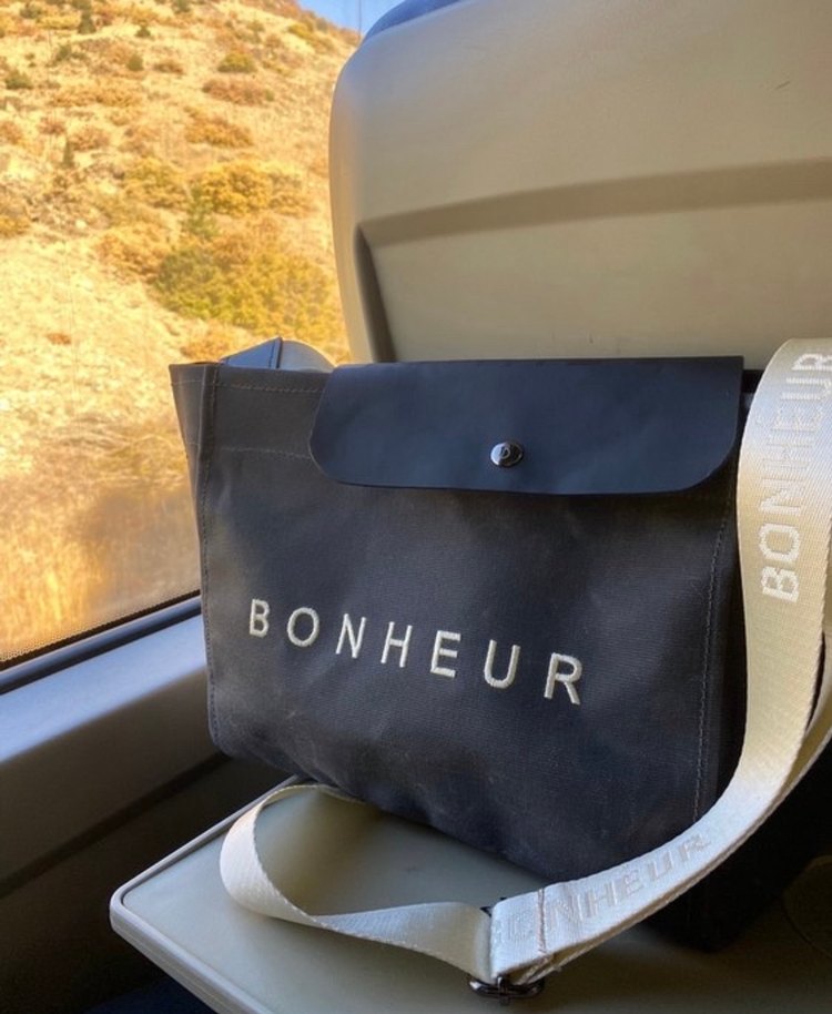 Bonheur kanvas askılı Kadın Çanta - Görsel 3