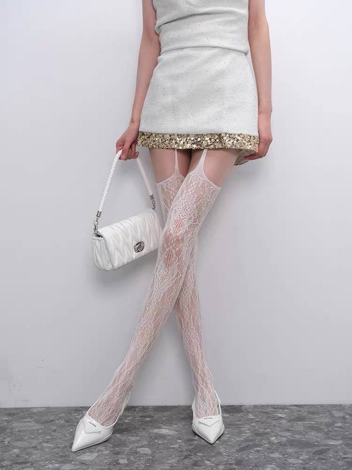 Krem jartiyerli çorap - Görsel 3