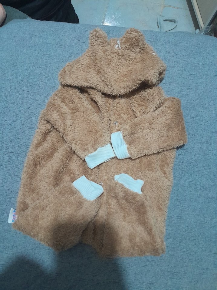 Kahverengi Peluş Bebek Tulumu - Görsel 3