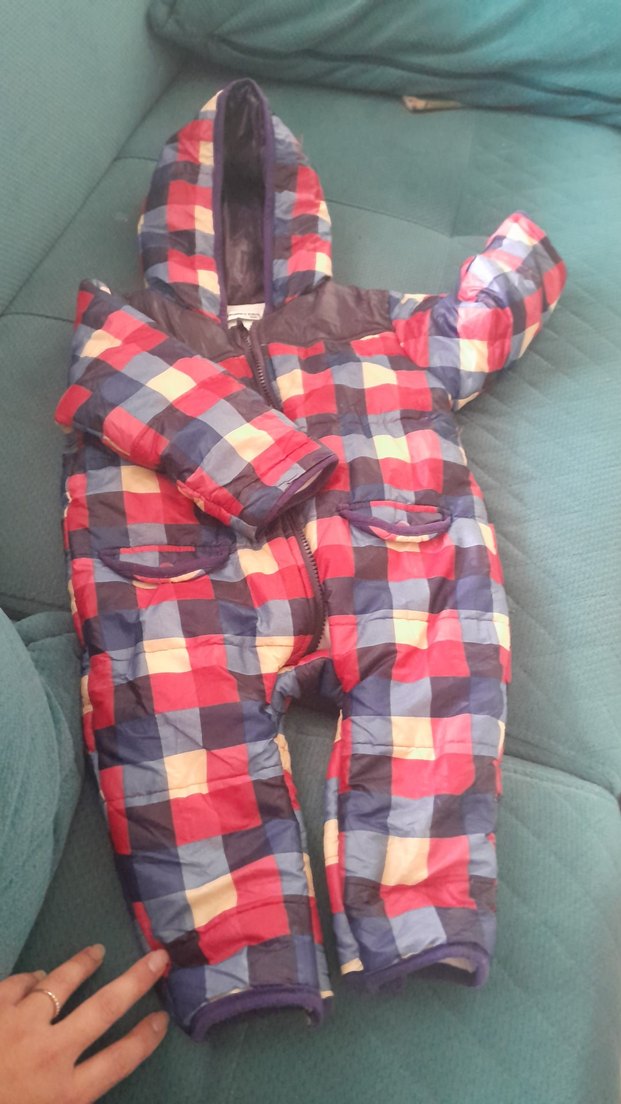 Kareli Kapüşonlu Erkek Bebek Kayak Tulumu - Görsel 3