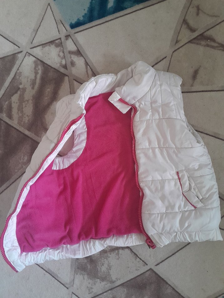 Beyaz Fermuarlı Kız Çocuk Yelek - Görsel 2