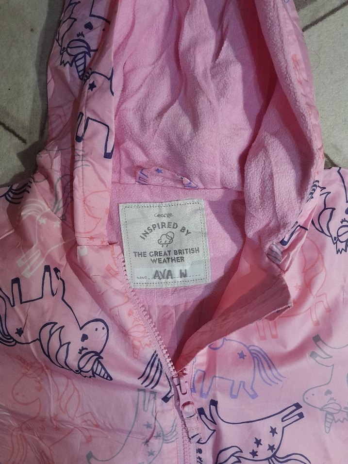 Kapüşonlu Fermuarlı Pembe Bağlama Desenli Bebek Tulumu yağmurluk - Görsel 2