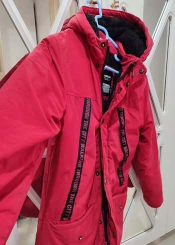 Erkek Çocuk Kırmızı Fermuarlı Street Wear Mont - Görsel 6
