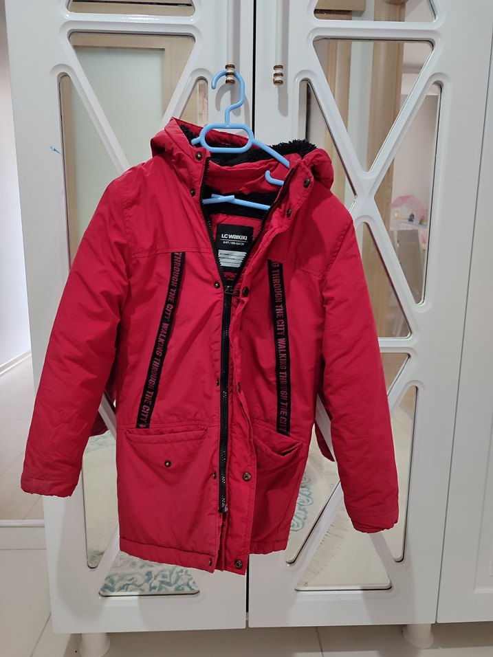 Erkek Çocuk Kırmızı Fermuarlı Street Wear Mont - Görsel 4