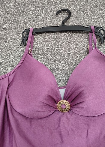 Düğmeli Mor Kadın Mayo - Görsel 2