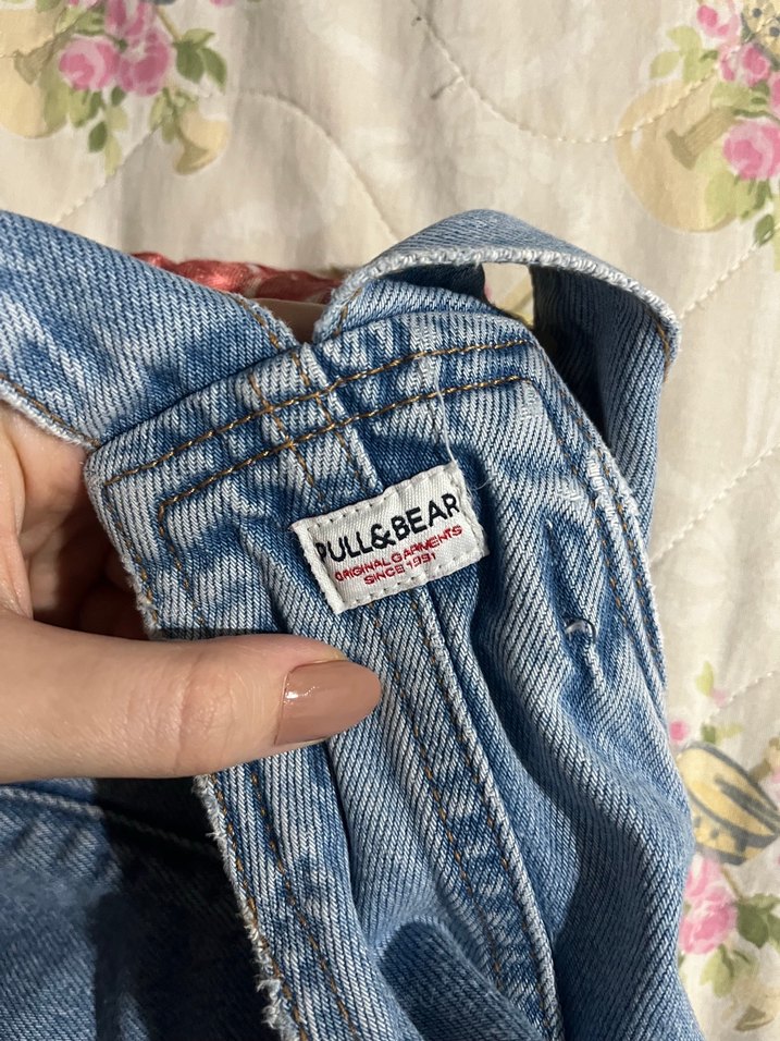 Kadın Mavi Denim Midi Askılı Tulum - Görsel 4