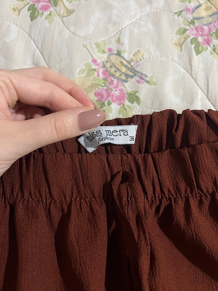 Kadın Kahverengi Salaş Kumaş Pantolon - Görsel 3