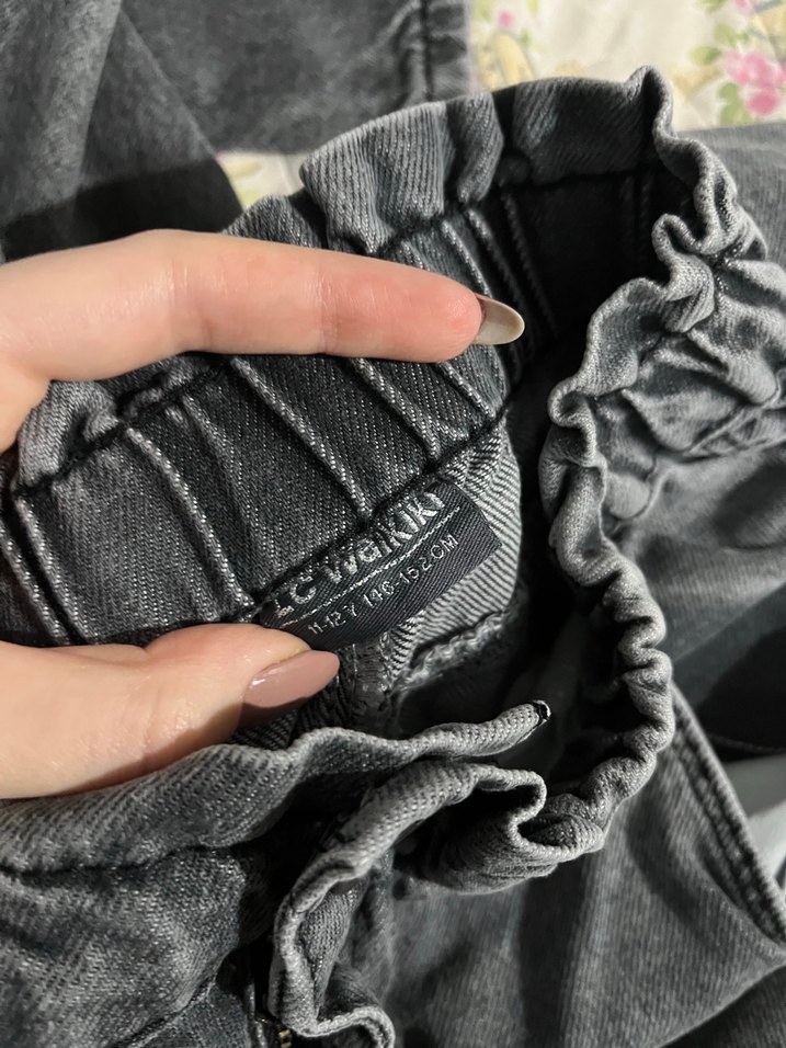 Gri Bağcıklı Salaş Kot Pantolon - Görsel 3