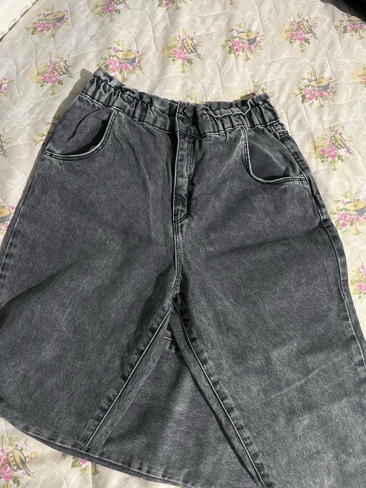 Gri Bağcıklı Salaş Kot Pantolon - Görsel 2