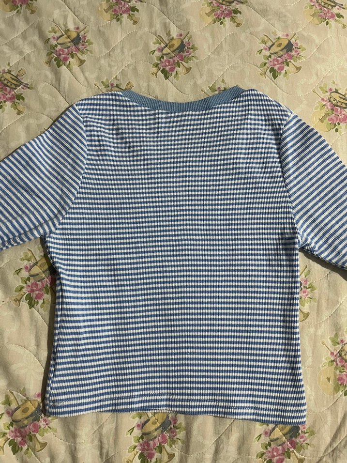 Mavi Çizgili Uzun Kollu kadın üst - Görsel 2