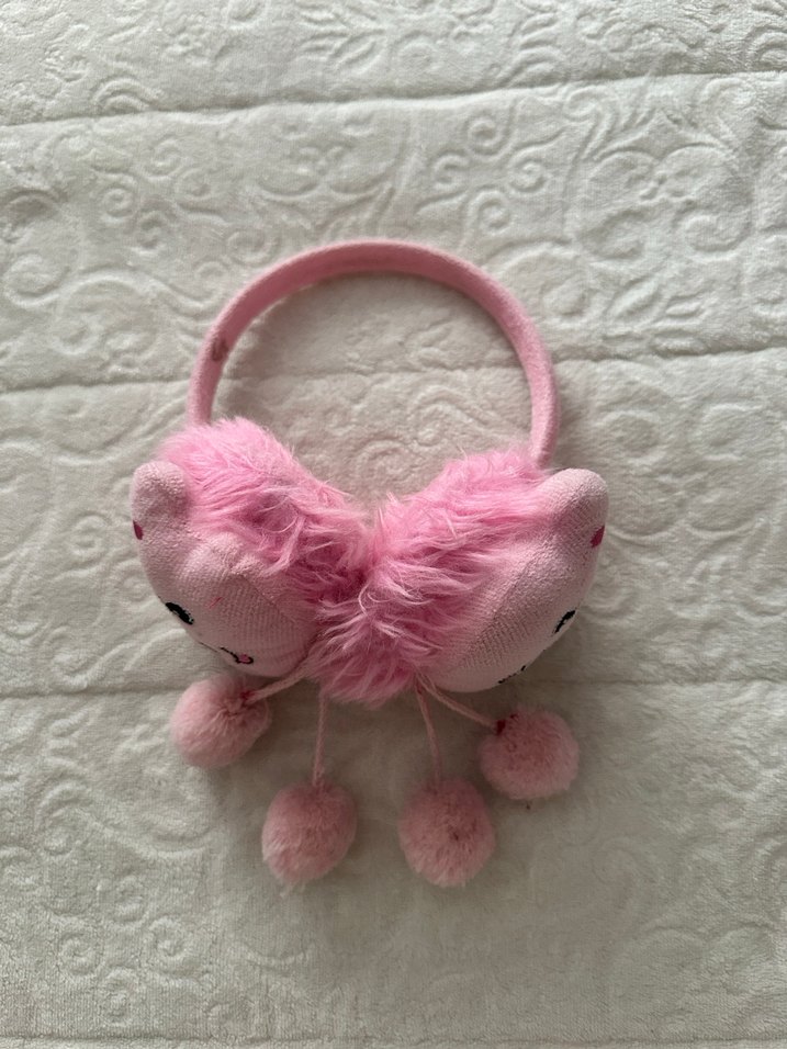 Nakışlı Kürklü Pembe Kız Kulaklığı - Görsel 3