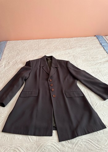 Gri Düğmeli kadın Ceket Etek bluz takım - Görsel 9