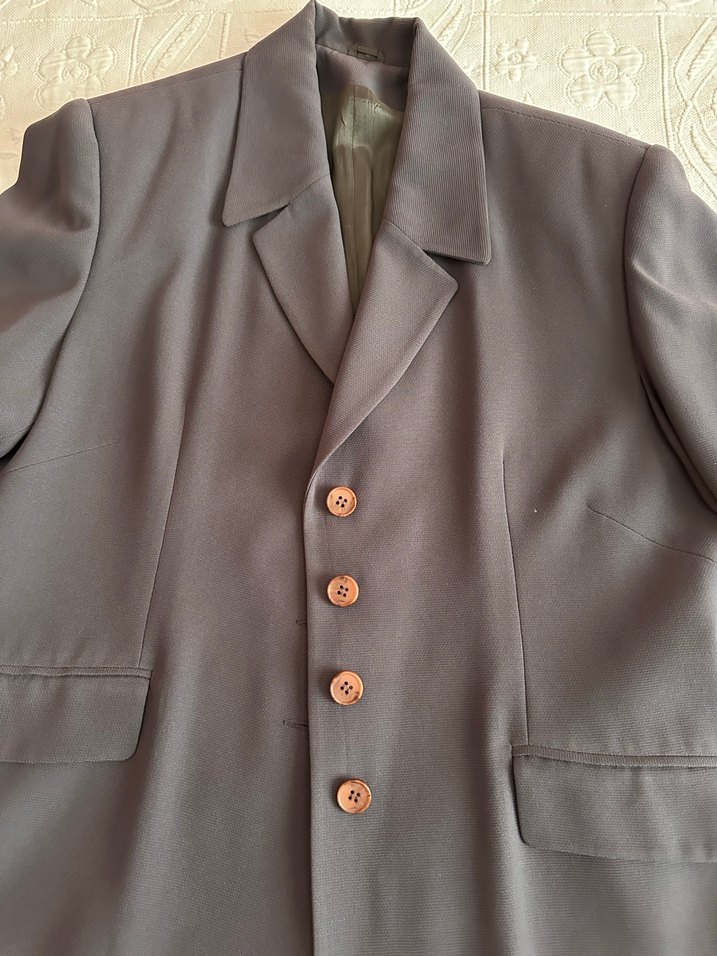 Gri Düğmeli kadın Ceket Etek bluz takım - Görsel 2