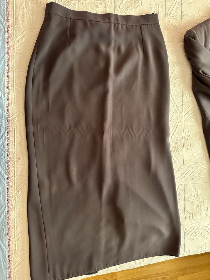 Gri Düğmeli kadın Ceket Etek bluz takım - Görsel 5