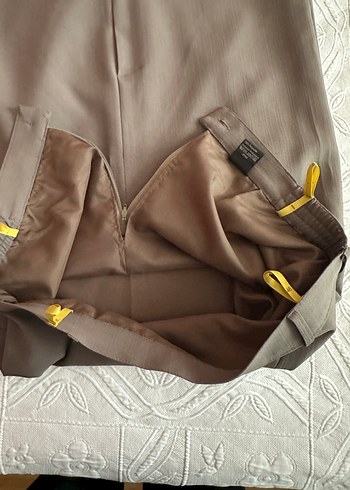 Düğmeli Bej Uzun Kadın Etek - Görsel 4