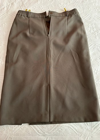 Düğmeli Bej Uzun Kadın Etek - Görsel 2