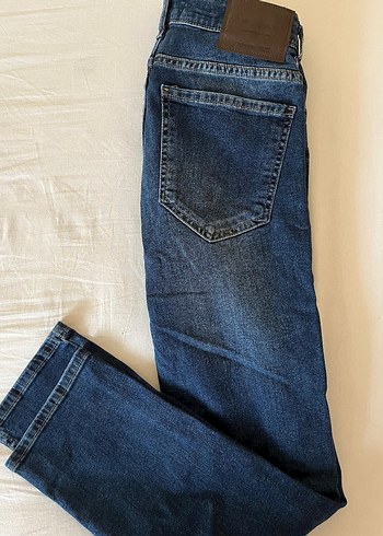 28 Beden mavi Renk Kadın Mavi Denim Bol Kesim Midi Kot Pantolon