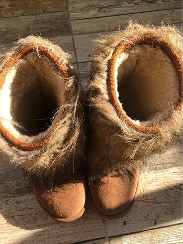 Tüylü Temiz Taba rengi Ugg