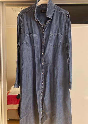 Düğmeli Uzun Kollu Gri Mavi Denim Gömlek - Görsel 2