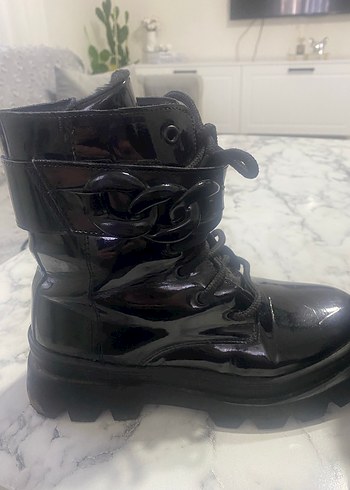 Siyah Rugan Platform Topuklu Gotik çocuk bot - Görsel 3